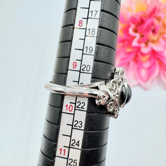 Vintage Avon Midnight Splendor Faux? Hematite Ring Crystals Opulent Ornate 1972 - Picture 12 of 15